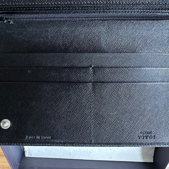 PRADA Saffiano Leather Long Wallet in Black - Picture 5 of 16